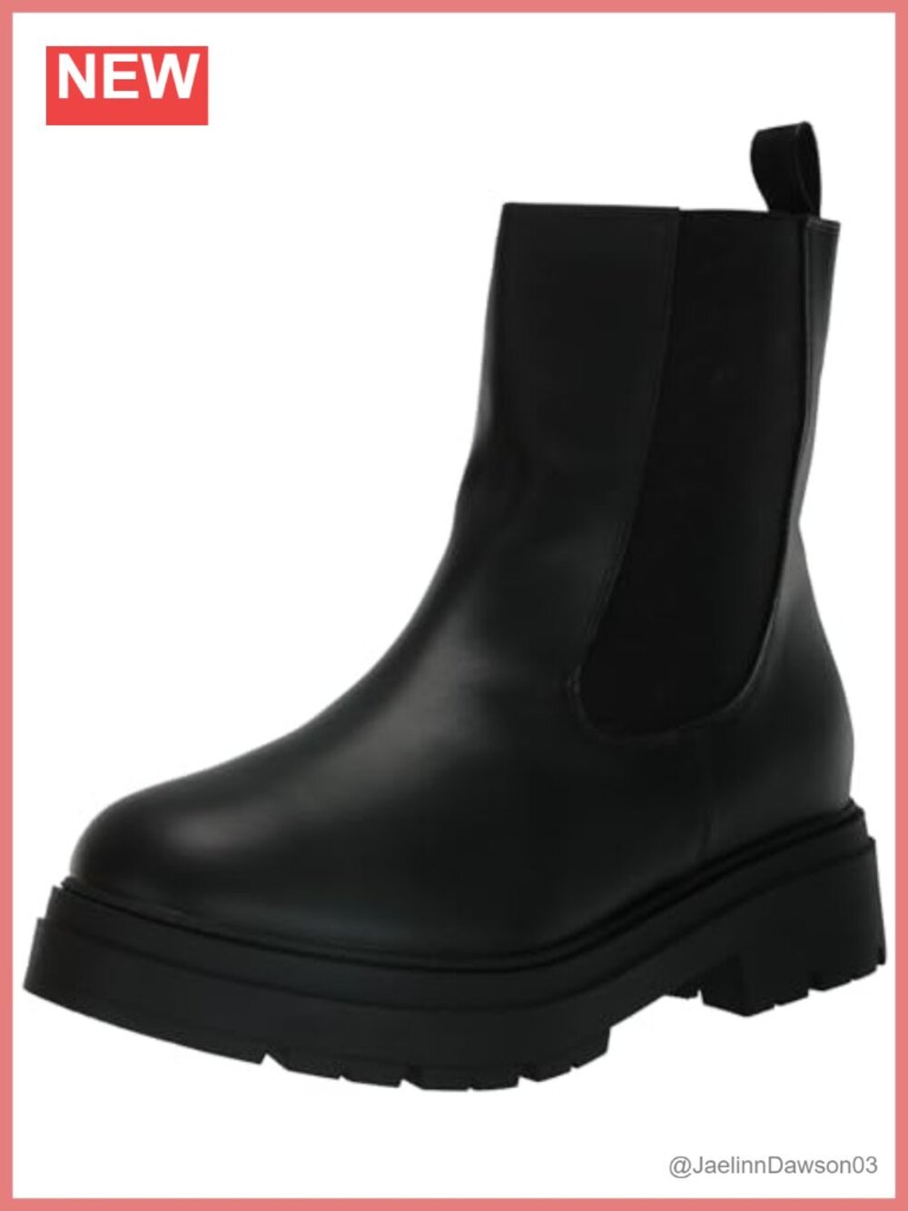 WIDE FIT Olivia Ankle Boot Faux-Leather Block Heel Pull-On Bootie